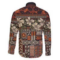 Pacific Hibiscus Tapa Tribal Vintage Family Matching Tank Maxi Dress and Hawaiian Shirt Brown Motif
