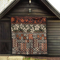 Pacific Hibiscus Tapa Tribal Vintage Quilt Brown Motif
