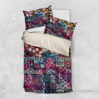 Pacific Hibiscus Tapa Tribal Vintage Bedding Set Pink Motif