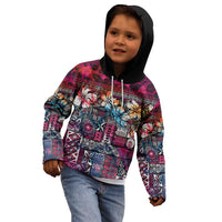Pacific Hibiscus Tapa Tribal Vintage Kid Hoodie Pink Motif