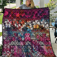 Pacific Hibiscus Tapa Tribal Vintage Quilt Pink Motif