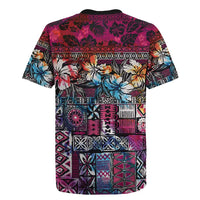 Pacific Hibiscus Tapa Tribal Vintage Rugby Jersey Pink Motif