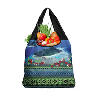 Personalised Fiji Viti Levu Grocery Bag Tagimoucia and Tapa Tribal Pattern LT9 1-pack One Size Blue - Polynesian Pride