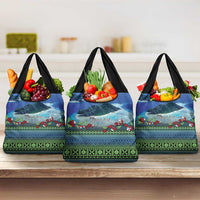 Personalised Fiji Viti Levu Grocery Bag Tagimoucia and Tapa Tribal Pattern LT9 3-pack One Size Blue - Polynesian Pride