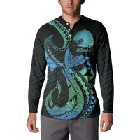 Personalised Hawaii Kure Atoll Button Sweatshirt Holaniku Coral Reef with Polynesian Tribal