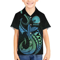 Personalised Hawaii Kure Atoll Family Matching Long Sleeve Bodycon Dress and Hawaiian Shirt Holaniku Coral Reef with Polynesian Tribal