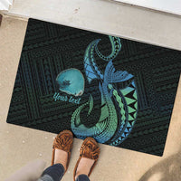 Personalised Hawaii Kure Atoll Rubber Doormat Holaniku Coral Reef with Polynesian Tribal
