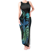 Personalised Hawaii Kure Atoll Tank Maxi Dress Holaniku Coral Reef with Polynesian Tribal