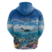 Personalised Palau Kayangel Atoll Hoodie Turtle With Coral Reef Under Water