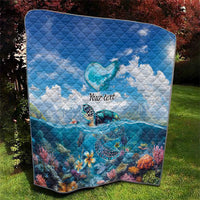 Personalised Palau Kayangel Atoll Quilt Turtle With Coral Reef Under Water