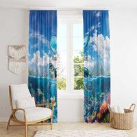 Personalised Palau Kayangel Atoll Window Curtain Turtle With Coral Reef Under Water