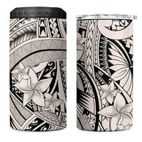 Beige Pacific Flowers Tribal Polynesian Spirit 4 in 1 Can Cooler Tumbler