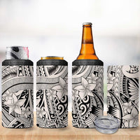 Beige Pacific Flowers Tribal Polynesian Spirit 4 in 1 Can Cooler Tumbler