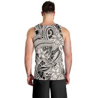 Polynesia Men Tank Top Tribal Polynesian Spirit With Beige Pacific Flowers LT9 - Polynesian Pride