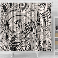 Polynesia Shower Curtain Tribal Polynesian Spirit With Beige Pacific Flowers LT9 - Polynesian Pride