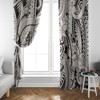 Polynesia Window Curtain Tribal Polynesian Spirit With Beige Pacific Flowers LT9 - Polynesian Pride