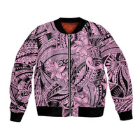 Polynesia Bomber Jacket Tribal Polynesian Spirit With Pink Pacific Flowers LT9 Unisex Pink - Polynesian Pride