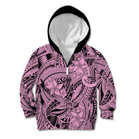 Polynesia Kid Hoodie Tribal Polynesian Spirit With Pink Pacific Flowers LT9 Zip Hoodie Pink - Polynesian Pride