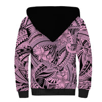 Polynesia Sherpa Hoodie Tribal Polynesian Spirit With Pink Pacific Flowers LT9 - Polynesian Pride