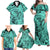Polynesia Family Matching Off Shoulder Maxi Dress and Hawaiian Shirt Tribal Polynesian Spirit With Teal Pacific Flowers LT9 - Polynesian Pride