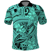 Polynesia Polo Shirt Tribal Polynesian Spirit With Teal Pacific Flowers LT9 Teal - Polynesian Pride