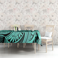 Polynesia Tablecloth Tribal Polynesian Spirit With Teal Pacific Flowers LT9 - Polynesian Pride