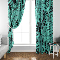 Polynesia Window Curtain Tribal Polynesian Spirit With Teal Pacific Flowers LT9 - Polynesian Pride