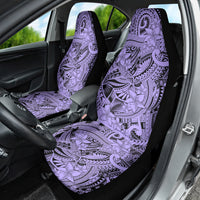 Polynesia Car Seat Cover Tribal Polynesian Spirit With Violet Pacific Flowers LT9 - Polynesian Pride