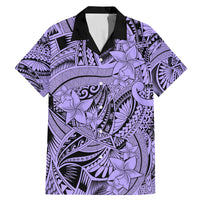 Polynesia Family Matching Mermaid Dress and Hawaiian Shirt Tribal Polynesian Spirit With Violet Pacific Flowers LT9 Dad's Shirt - Short Sleeve Violet - Polynesian Pride