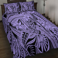 Polynesia Quilt Bed Set Tribal Polynesian Spirit With Violet Pacific Flowers LT9 - Polynesian Pride