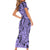 Polynesia Short Sleeve Bodycon Dress Tribal Polynesian Spirit With Violet Pacific Flowers LT9 - Polynesian Pride