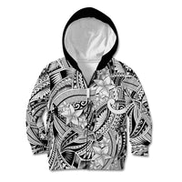 Polynesia Kid Hoodie Tribal Polynesian Spirit With White Pacific Flowers LT9 Zip Hoodie White - Polynesian Pride