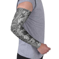 Polynesia Arm Sleeves Hibiscus Hawaiian Tribal Tattoo Retro Gray - Polynesian Pride
