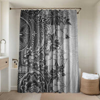 Polynesia Bathroom Set Hibiscus Hawaiian Tribal Tattoo Retro Gray - Polynesian Pride