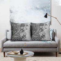 Polynesia Pillow Cover Hibiscus Hawaiian Tribal Tattoo Retro Gray - Polynesian Pride