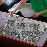 Polynesia Puzzle Hibiscus Hawaiian Tribal Tattoo Retro Gray - Polynesian Pride