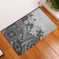 Polynesia Rubber Doormat Hibiscus and Hawaiian Tribal Tattoo Retro Style Gray Color LT9 Gray - Polynesian Pride