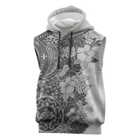 Polynesia Sleeveless Hoodie Hibiscus Hawaiian Tribal Tattoo Retro Gray - Polynesian Pride