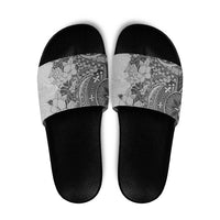 Polynesia Slide Sandals Hibiscus Hawaiian Tribal Tattoo Retro Gray - Polynesian Pride