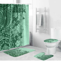 Polynesia Bathroom Set Hibiscus Hawaiian Tribal Tattoo Retro Green - Polynesian Pride