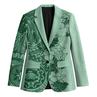 Polynesia Blazer Hibiscus Hawaiian Tribal Tattoo Retro Green LT9 Unisex Green - Polynesian Pride
