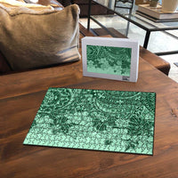 Polynesia Puzzle Hibiscus Hawaiian Tribal Tattoo Retro Green - Polynesian Pride