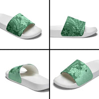 Polynesia Slide Sandals Hibiscus Hawaiian Tribal Tattoo Retro Green - Polynesian Pride