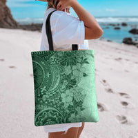Polynesia Tote Bag Hibiscus Hawaiian Tribal Tattoo Retro Green - Polynesian Pride