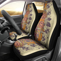 Polynesia Car Seat Cover Hibiscus and Hawaiian Tribal Tattoo Retro Style Tan Color LT9 - Polynesian Pride