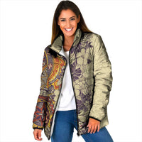 Polynesia Padded Jacket Hibiscus Hawaiian Tribal Tattoo Retro Tan - Polynesian Pride
