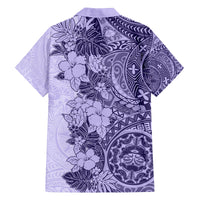 Polynesia Family Matching Summer Maxi Dress and Hawaiian Shirt Hibiscus and Hawaiian Tribal Tattoo Retro Style Violet Color LT9 - Polynesian Pride