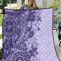 Polynesia Quilt Hibiscus and Hawaiian Tribal Tattoo Retro Style Violet Color LT9 Violet - Polynesian Pride