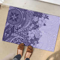 Polynesia Rubber Doormat Hibiscus and Hawaiian Tribal Tattoo Retro Style Violet Color LT9 - Polynesian Pride