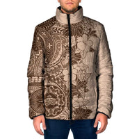 Polynesia Padded Jacket Hibiscus Hawaiian Tribal Tattoo Retro Pink Pastel - Polynesian Pride